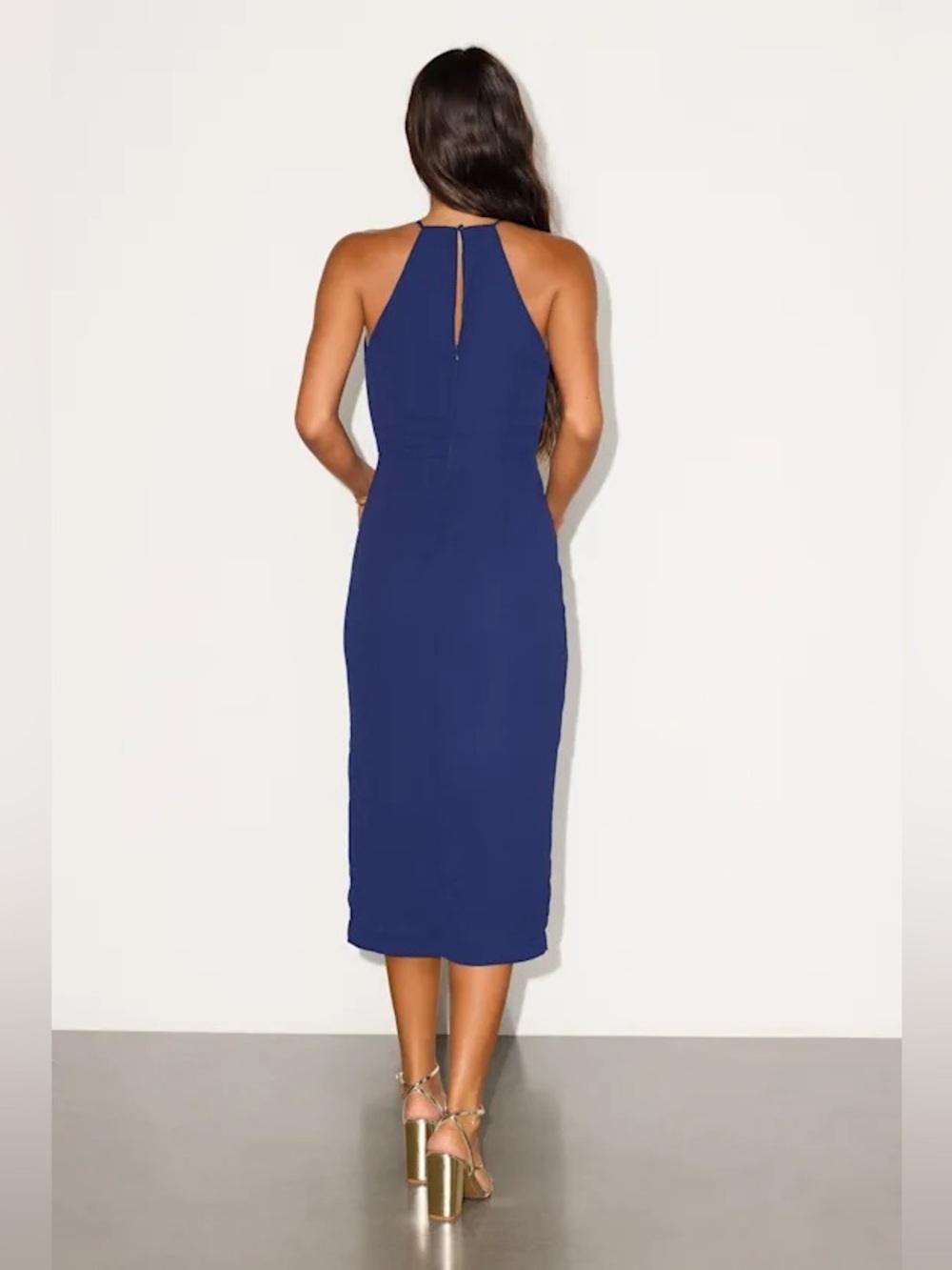Lulus | Dreamy Date Night Navy Blue Sleeveless Midi Dress (NWT) - Picture 3 of 10